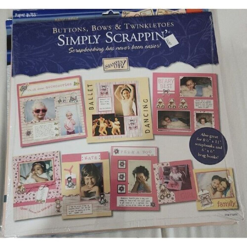 BUTTONS, Bows, Twinkletoes Retired Stampin' Up! Simply‎ Scrappin'  Kit